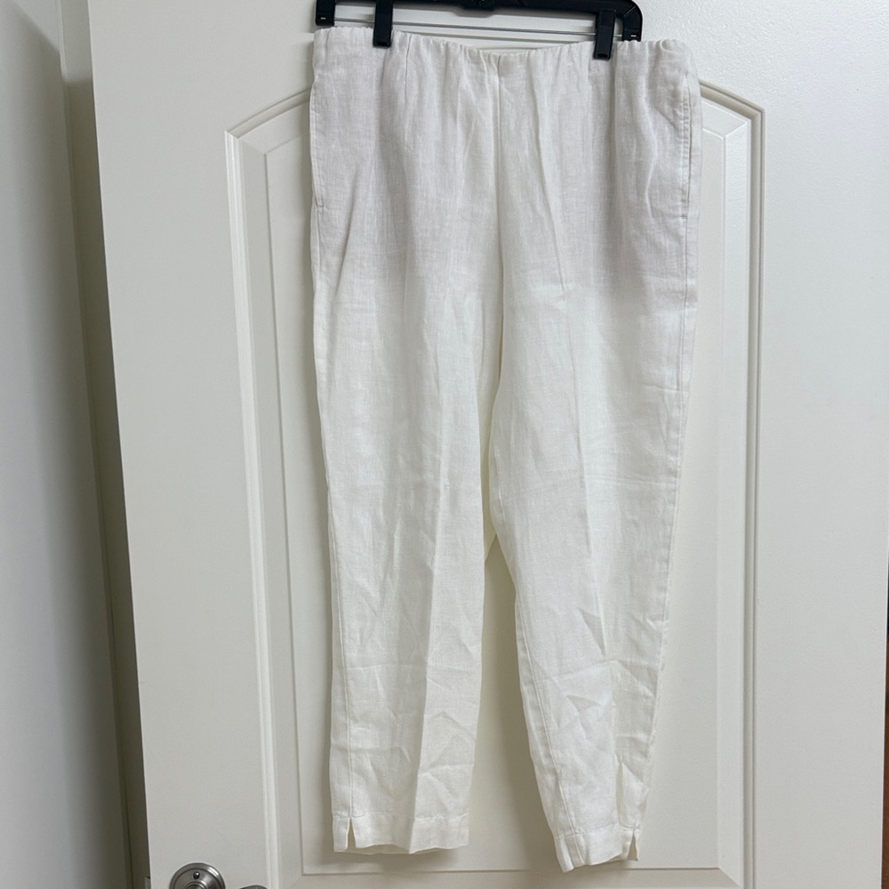 J. Jill Women's White Linen Straight Leg Pants